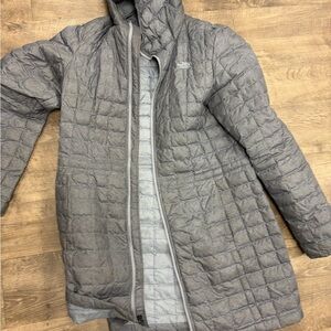 The North Face Women's Gray Quilted Puffer Coat long